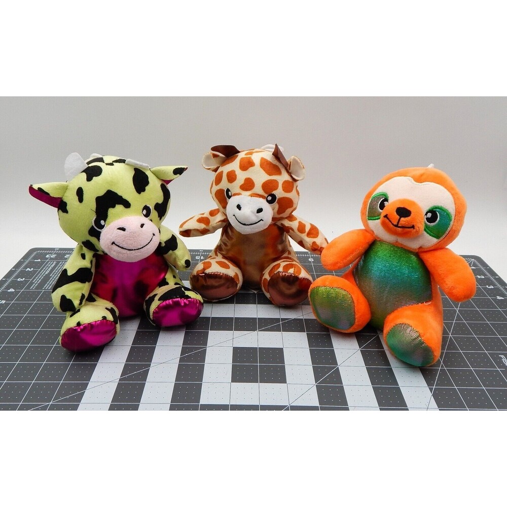 Peek-A-Boo Toys Giraffe Cow Sloth Plush Lot Glitter Bellies Stuffed Animal Toys